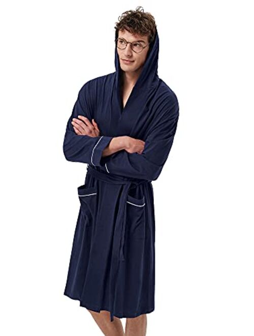 SIORO Men's Cotton Robe Lightweight, Soft Kimono Knee Length Bathrobes for Spa and House, M-XXL