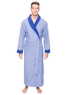 Noble Mount Mens Robe - 100% Cotton Mens Flannel Robe - Fleece Lined