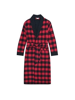 Noble Mount Mens Robe - 100% Cotton Mens Flannel Robe - Fleece Lined