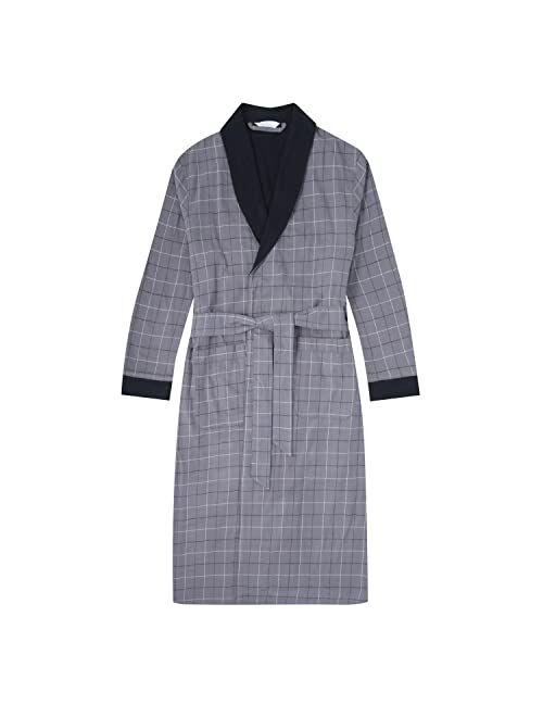 Noble Mount Mens Robe - 100% Cotton Mens Flannel Robe - Fleece Lined