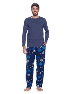 Men's Jersey Knit Long-Sleeve Top and Mink Fleece Bottom Pajama Set