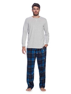 Men's Jersey Knit Long-Sleeve Top and Mink Fleece Bottom Pajama Set