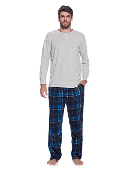 Brooks Men's Jersey Knit Long-Sleeve Top and Mink Fleece Bottom Pajama Set