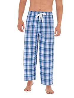 mens Plaid Print Relaxed Fit Poplin Drawstring Sleep Pant