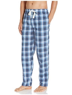 mens Plaid Print Relaxed Fit Poplin Drawstring Sleep Pant