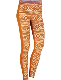 Women's Cold Weather Thermal Baselayer High Waist Elastic Waistband Leggings With All Over Floke Print