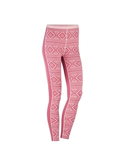 Women's Cold Weather Thermal Baselayer High Waist Elastic Waistband Leggings With All Over Floke Print