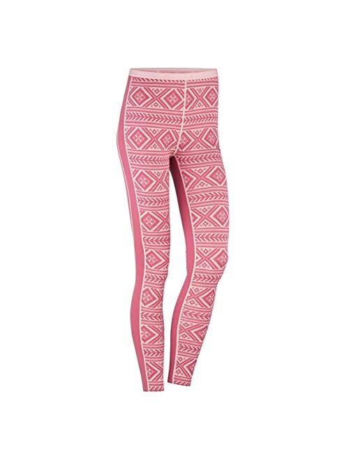 Kari Traa Women's Cold Weather Thermal Baselayer High Waist Elastic Waistband Leggings With All Over Floke Print