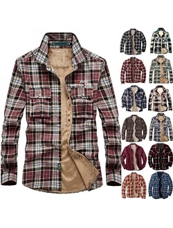 Fankle Mens Warm Sherpa Fleece Lined Shirt Jackets Button Down Thermal Plaid Flannel Coats Fall Winter Outwears