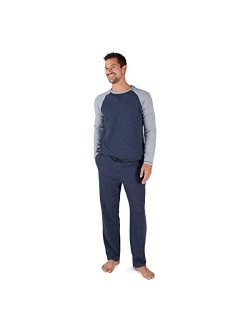 Men's Pajama Set, Comfortable Raglan Shirt and Pants Sleepwear Set