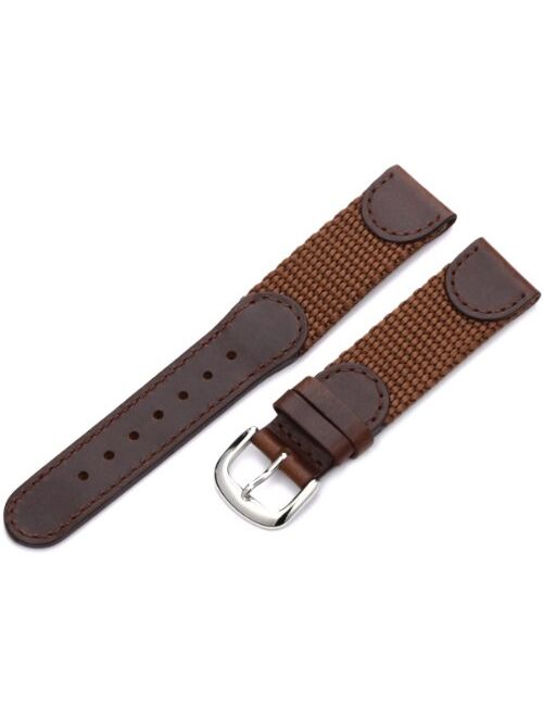 Hadley Roma Men's MSM866RA 160 16-mm Black 'Swiss-Army' Style Nylon and Leather Watch Strap