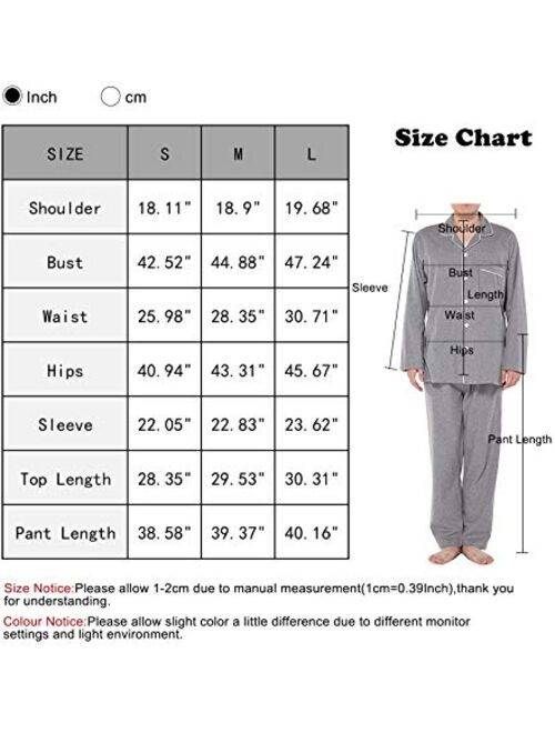 JSTEX Mens Pajamas Set for Men Pjs Sets 100% Cotton Flannel Pants Long Sleeve Sleepwear Button Down Adult Nightgown