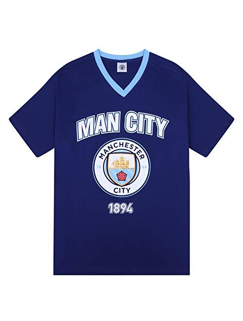 Manchester City FC Official Soccer Gift Mens Short Pajamas Loungewear