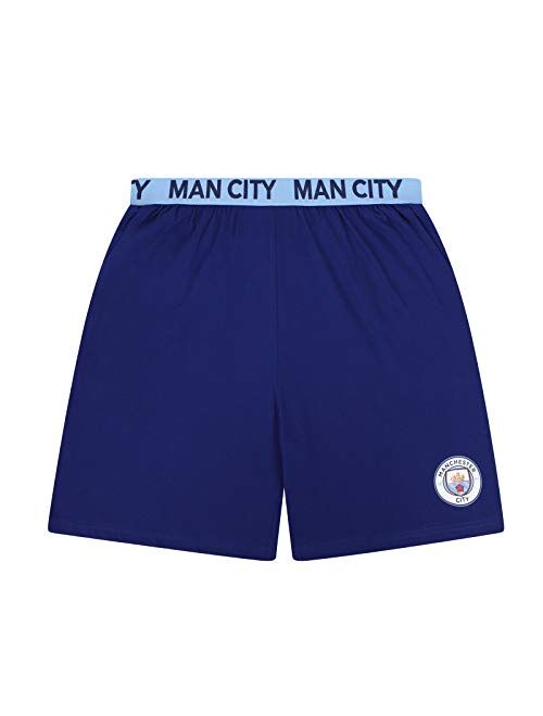 Manchester City FC Official Soccer Gift Mens Short Pajamas Loungewear