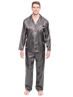 Noble Mount Twin Boat Mens Satin Pajamas Set - Mens Button Down Silky Satin Pajamas