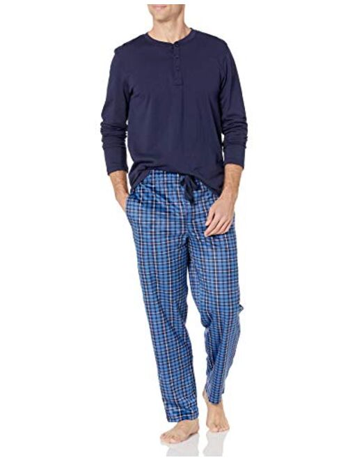 Chaps Men's Jersey Henley and Microfleece Pajama Set