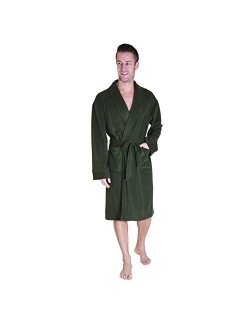 Cherokee Workwear mens Cherokee Men's Luxurious Polyester Plush Robe, Black/Army Green/Navy