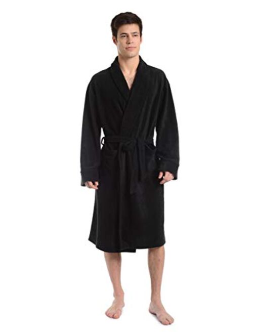 Cherokee Workwear mens Cherokee Men's Luxurious Polyester Plush Robe, Black/Army Green/Navy