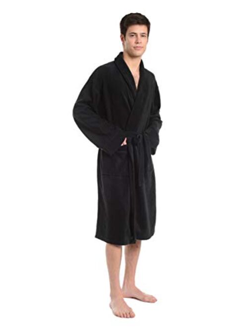 Cherokee Workwear mens Cherokee Men's Luxurious Polyester Plush Robe, Black/Army Green/Navy