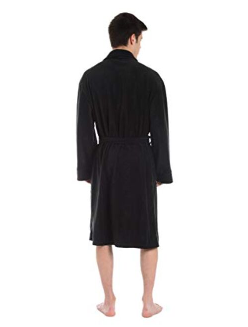 Cherokee Workwear mens Cherokee Men's Luxurious Polyester Plush Robe, Black/Army Green/Navy