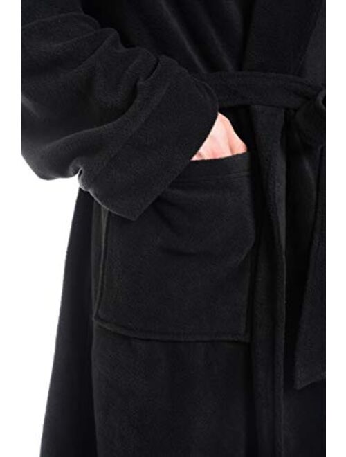 Cherokee Workwear mens Cherokee Men's Luxurious Polyester Plush Robe, Black/Army Green/Navy