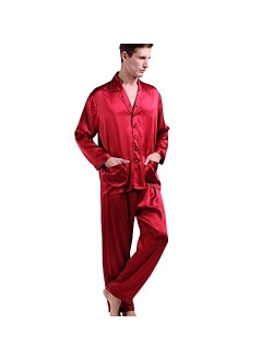 Men's Silk Long Pajamas Set for Men 2pc Sleepwear Soft Luxury 22 Momme Real Mulberry Silk