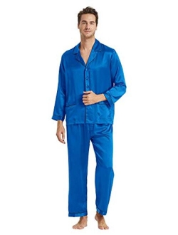 Men's Silk Long Pajamas Set for Men 2pc Sleepwear Soft Luxury 22 Momme Real Mulberry Silk