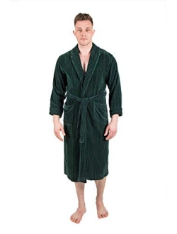 Honi Kimono Cotton Mens Robe Soft Plush Fleece Shawl Collar Bath Robe for Men