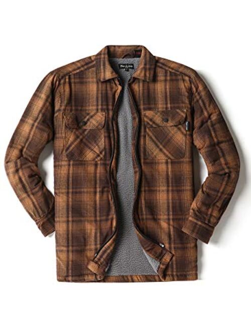 Piero Lusso Men's Big and Tall Marshall Flannel Sherpa Lined Zipper Shirt Jacket