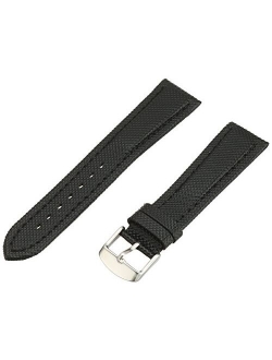 Men's MSM841RA-180 18-mm Black Kevlar with Leather Backing Watch Strap