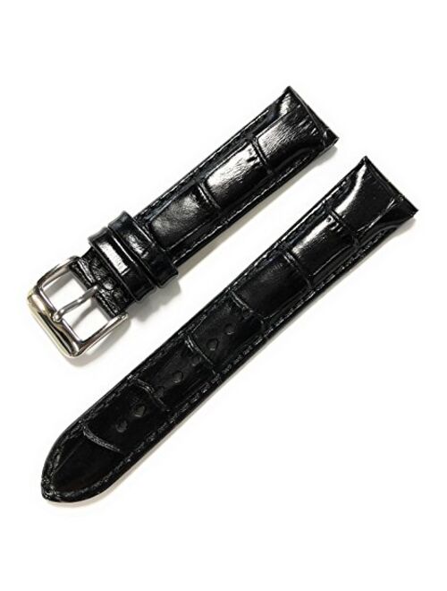 Hadley Roma Black 20 mm Wide Genuine Italian Calfskin Leather Strap