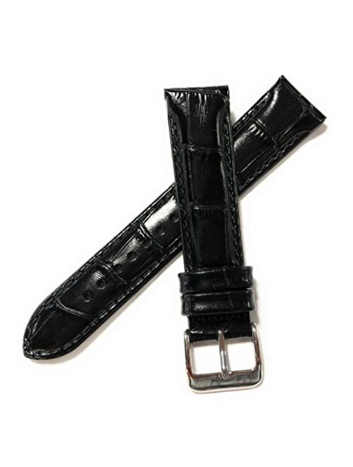 Hadley Roma Black 20 mm Wide Genuine Italian Calfskin Leather Strap