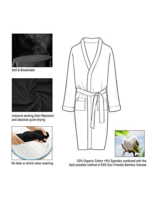 Ham&Sam Men's Robe Knit Bamboo Cotton Long Bathrobe Spa Sleepwear Soft Shawl Collar Kimono Robe Big and Tall