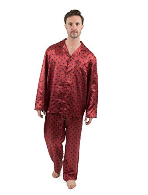 Leveret Mens Satin Pajamas Christmas 2 Piece Pajama Set Size Small-XXX-Large)