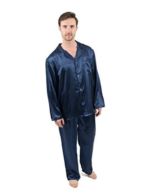 Leveret Mens Satin Pajamas Christmas 2 Piece Pajama Set Size Small-XXX-Large)