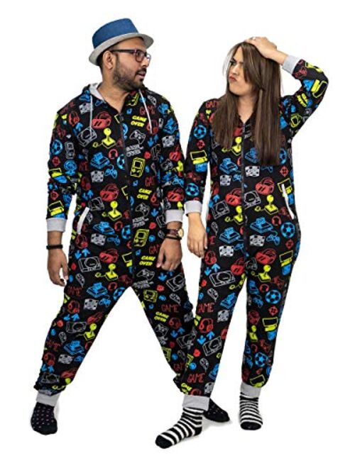 NOROZE Men's Boys Gaming Onesie Pyjamas All in One Family Jumpsuit Loungewear Sleepsuit Sleepwear