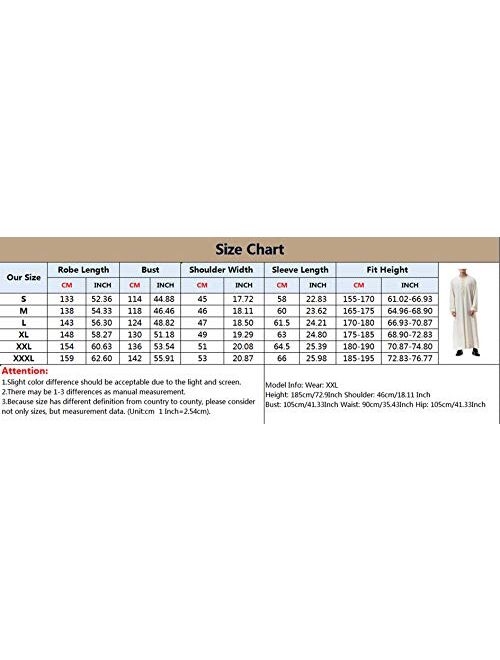 Qianliniuinc Islamic Mens Clothing Kaftan Maxi-Muslim Male Shirt Long Sleeve Abaya Dubai Cotton