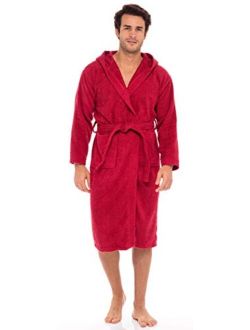 Skylinewears Men Hooded Bathrobe for Men 100% Cotton Terry Bathrobes with Hood Towel Spa Robe