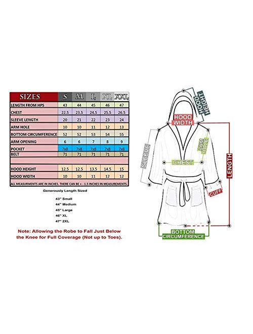 Skylinewears Men Hooded Bathrobe for Men 100% Cotton Terry Bathrobes with Hood Towel Spa Robe