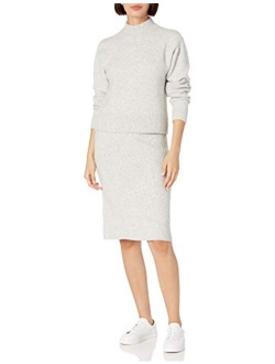 Women's Relaxed-Fit Cozy Boucle Mockneck Sweater & Pencil Skirt 2-Piece Outfit