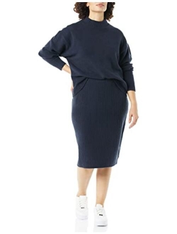 Women's Relaxed-Fit Cozy Boucle Mockneck Sweater & Pencil Skirt 2-Piece Outfit