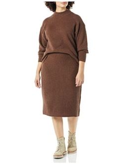 Women's Relaxed-Fit Cozy Boucle Mockneck Sweater & Pencil Skirt 2-Piece Outfit