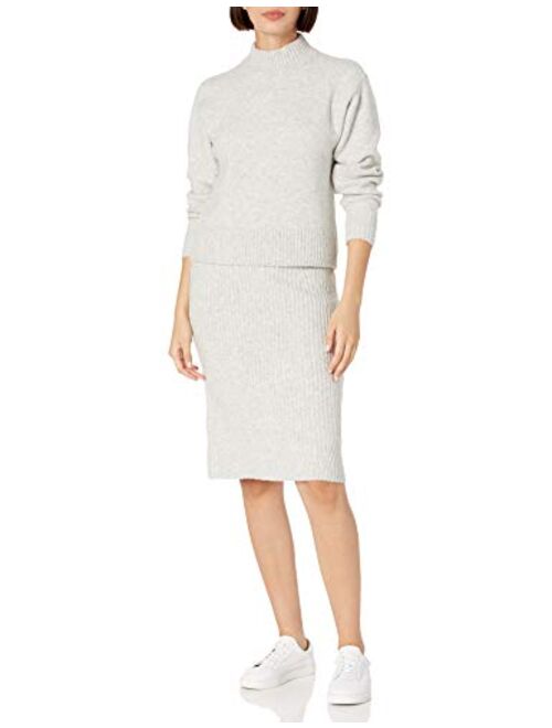 Daily Ritual Women's Relaxed-Fit Cozy Boucle Mockneck Sweater & Pencil Skirt 2-Piece Outfit