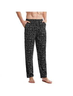 BAMBOO COOL Men's Pajamas Pants Bamboo Soft Print Lounge Sleep Bottoms with Pockets