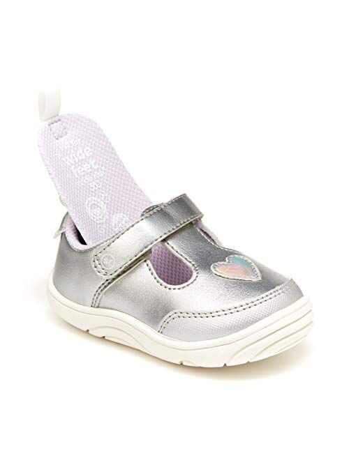 Stride Rite Girls Mariella First Walker Shoe, Silver, 4 Toddler