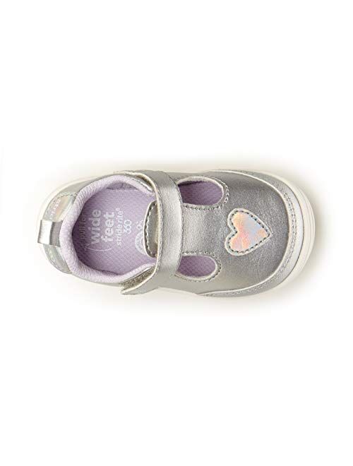 Stride Rite Girls Mariella First Walker Shoe, Silver, 4 Toddler