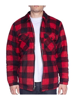 Maxxsel Men's Buffalo Plaid Polar Fleece Jacket