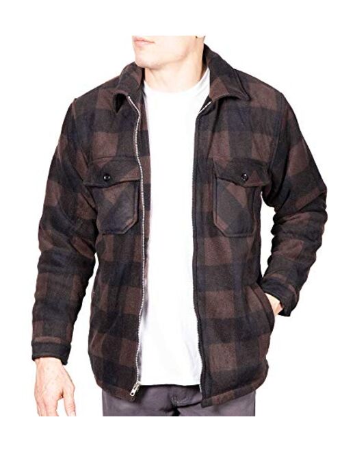 Maxxsel Men's Buffalo Plaid Polar Fleece Jacket