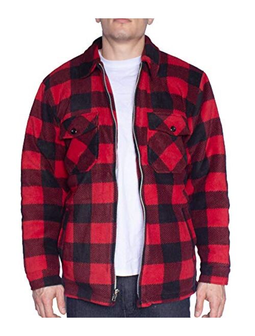 Maxxsel Men's Buffalo Plaid Polar Fleece Jacket