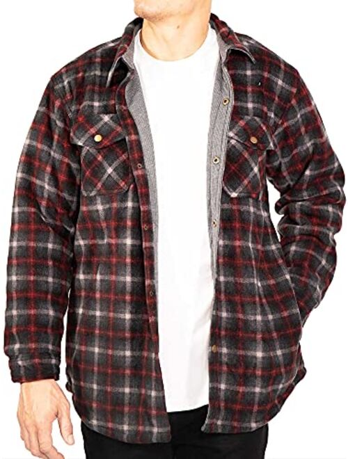 Maxxsel Men's Buffalo Plaid Polar Fleece Jacket